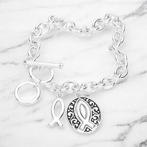 Serenity Prayer Metal Ichthus Message Charm Toggle Bracelet